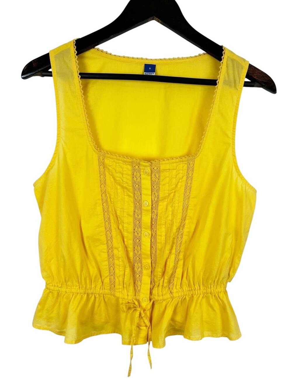Old Navy Butter Yellow Lace Tank Top Size Small 100% Cotton